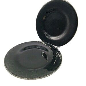 Calvin Klein set (2) Vale Swid Powell dark green salad plates glossy 9'